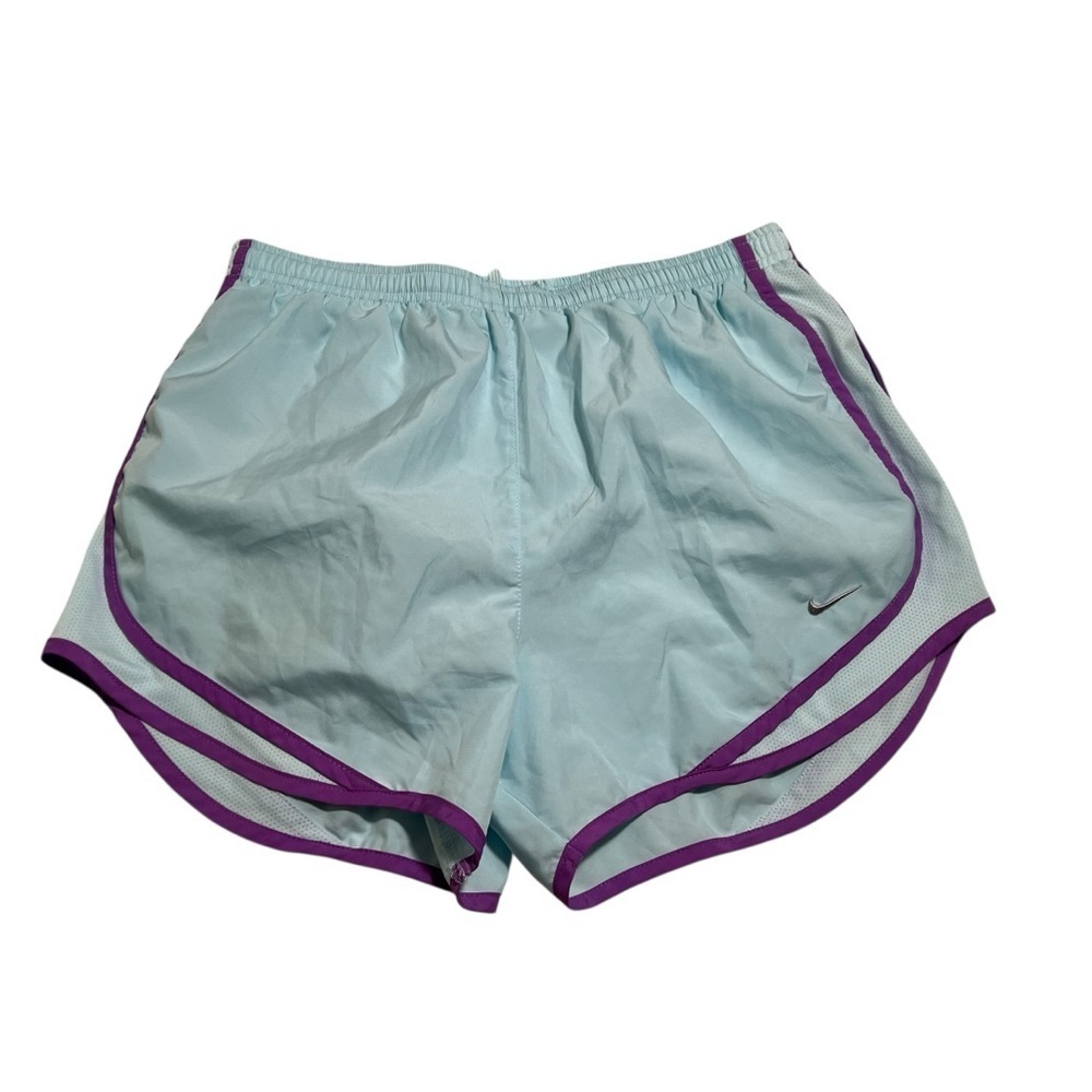 Nike‎ Women's Size Medium Dri-Fit Athletic Running Shorts Light Blue Purple Trim